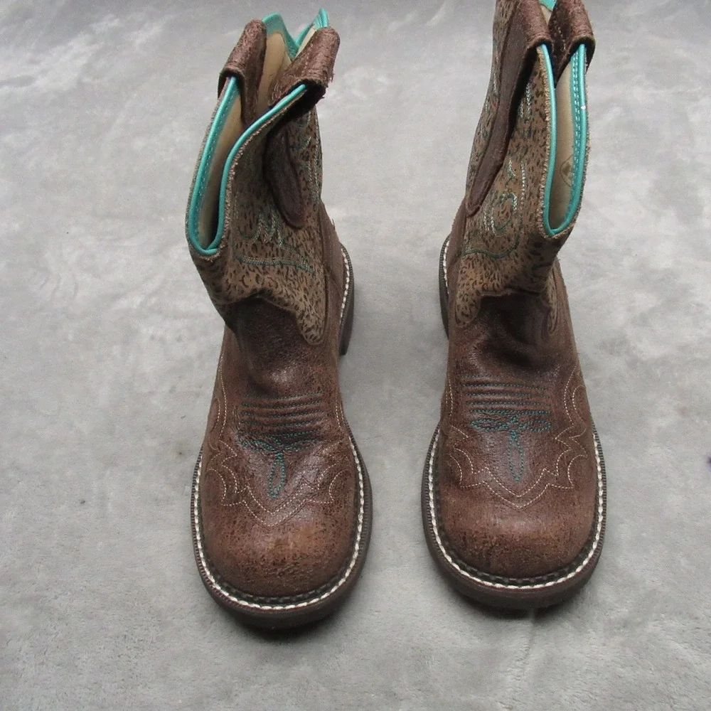 Ariat Womens 7B Boots Brown Leopard Fatbaby‎ Heritage Harmony Western Cowboy
